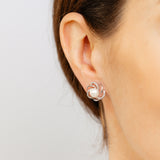 White 6-7mm Freshwater Pearl and Diamond Earrings in Sterling Silver