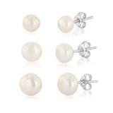 White Freshwater Pearl Earrings Set in Sterling Silver