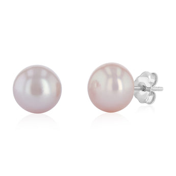 7-8mm Pink Freshwater Pearl Earrings in Sterling Silver