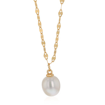 7-8mm White Freshwater Pearl Pendant in Gold Plated Sterling Silver