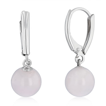 Rose Quartz Drop Earrings in Sterling Silver