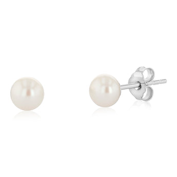5-6mm White Freshwater Pearl Chain and Earrings Set in Sterling Silver