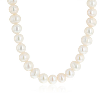 5-6mm White Freshwater Pearl Chain and Earrings Set in Sterling Silver