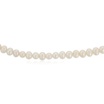 5-6mm White Freshwater Pearl Chain and Earrings Set in Sterling Silver