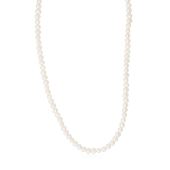 5-6mm White Freshwater Pearl Chain and Earrings Set in Sterling Silver