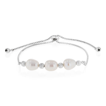 White Freshwater Pearl Bracelet in Sterling Silver