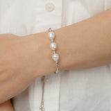 White Freshwater Pearl Bracelet in Sterling Silver