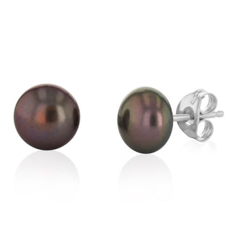 7-8mm Multicolour Freshwater Pearl Earrings Set in Sterling Silver