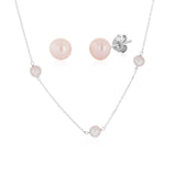 6-7mm Pink Freshwater Pearl Chain and Earrings Set in Sterling Silver