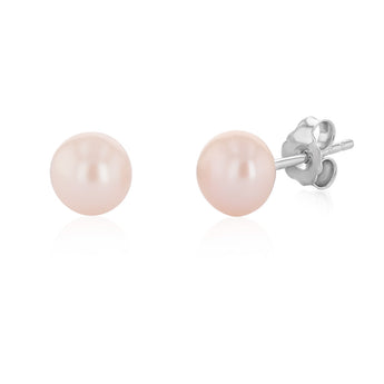 6-7mm Pink Freshwater Pearl Chain and Earrings Set in Sterling Silver