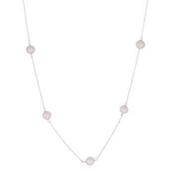 6-7mm Pink Freshwater Pearl Chain and Earrings Set in Sterling Silver