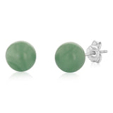 8mm Jade Pendant and Earrings Matching Set in Sterling Silver