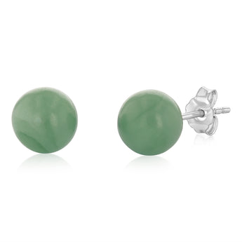 8mm Jade Pendant and Earrings Matching Set in Sterling Silver