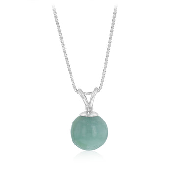8mm Jade Pendant and Earrings Matching Set in Sterling Silver