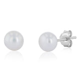 5.5-6mm White Freshwater Pearl Earrings in Sterling Silver