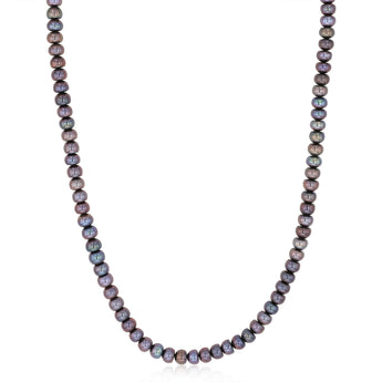 6-7mm Black Freshwater Pearl Chain in Sterling Silver