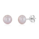 6-7mm Pink Freshwater Pearl Earrings in Sterling Silver