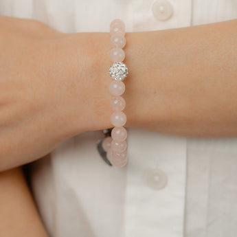 10mm Rose Quartz Bracelet in Sterling Silver