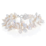 White Keshi Freshwater Pearl Bracelet in Sterling Silver