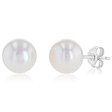 Freshwater Pearl, Onyx & Crystal Earrings Set in Sterling Silver
