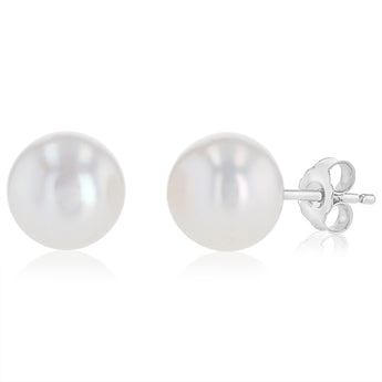 Freshwater Pearl, Onyx & Crystal Earrings Set in Sterling Silver
