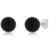 Freshwater Pearl, Onyx & Crystal Earrings Set in Sterling Silver