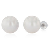 11-12mm White South Seal Pearl Stud Earrings in Sterling Silver