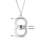 Personalised Engravable Interlinked Circle with Birthstones Necklace on 45cm Chain in Sterling Silver