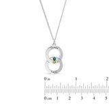 Personalised Engravable Interlinked Circle with Birthstones Necklace on 45cm Chain in Sterling Silver
