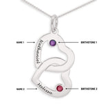 Personalised Engravable Interlinked Heart with Birthstones Necklace on 45cm Chain in Sterling Silver