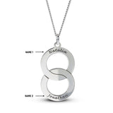 Personalised Engravable Interlinked Circle Necklace on 45cm Chain in Sterling Silver