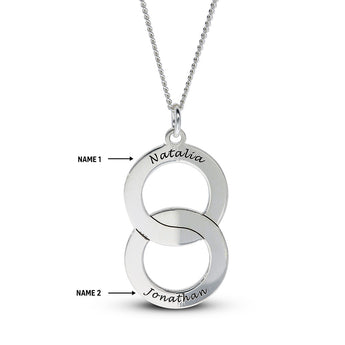 Personalised Engravable Interlinked Circle Necklace on 45cm Chain in Sterling Silver