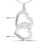 Personalised Engravable Interlinked Heart Necklace on 45cm Chain in Sterling Silver