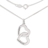 Personalised Engravable Interlinked Heart Necklace on 45cm Chain in Sterling Silver