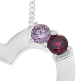 Personalised Engravable Heart with Birthstones on 45cm Chain in Sterling Silver