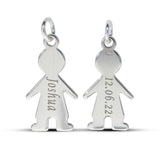 Personalised Engravable Boy Charm Necklace on 45cm Chain in Sterling Silver