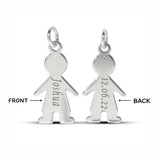 Personalised Engravable Boy Charm Necklace on 45cm Chain in Sterling Silver