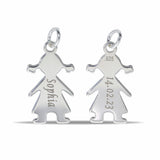 Personalised Engravable Girl Charm Necklace on 45cm Chain in Sterling Silver