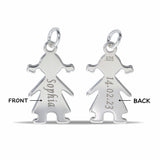 Personalised Engravable Girl Charm Necklace on 45cm Chain in Sterling Silver
