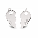 Personalised Engravable Split Heart Necklace on 45cm Chain in Sterling Silver