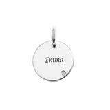 Personalised Engravable Round Tag with Diamond Necklace on 40cm Chain in Sterling Silver