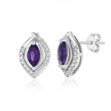 Amethyst and 1/10 Carat Diamond Stud Earrings in 9ct White Gold