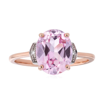 Created Oval Peach Sapphire & Diamond Ring in 9ct Rose Gold