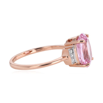 Created Oval Peach Sapphire & Diamond Ring in 9ct Rose Gold