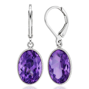 Amethyst Drop Earrings in Sterling Silver