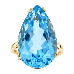 Blue Topaz Ring in Gold Plated Silver