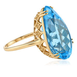 Blue Topaz Ring in Gold Plated Silver