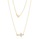 Cubic Zirconia Cross 45cm Necklace in 9ct Yellow Gold