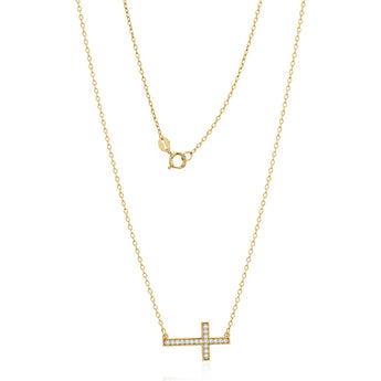 Cubic Zirconia Cross 45cm Necklace in 9ct Yellow Gold