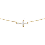 Cubic Zirconia Cross 45cm Necklace in 9ct Yellow Gold